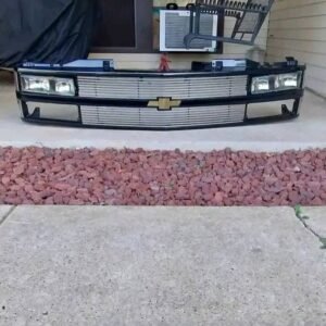 88-98 Chevy C1500 Black Grille with billet insert, used extra parts in good condition with used headlights
